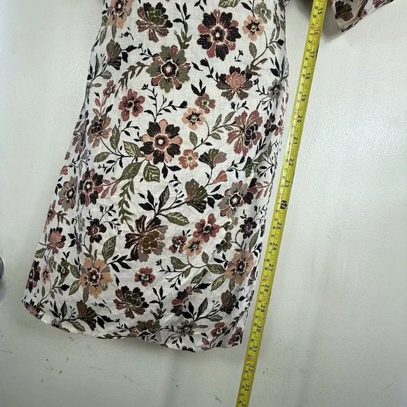Faherty Willow V-neck Floral Print Linen Wrap Mini Dress size XXS Vacation NEW - Picture 3 of 14
